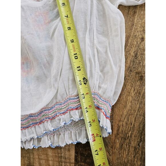 Vintage 1940s Floral Embroidered Sheer Hungarian Peasant Folk Blouse Top Antique - Picture 3 of 14